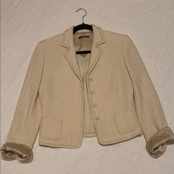 Elie Tahari Tweed Cream Women's Blazer Jacket - Picture 3 of 7